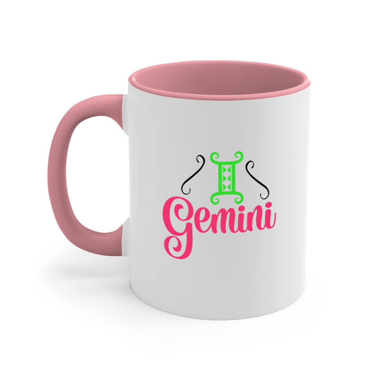 Gemini 224# Mug featuring a two-tone design with a colored handle and interior, available in multiple colors and sizes.