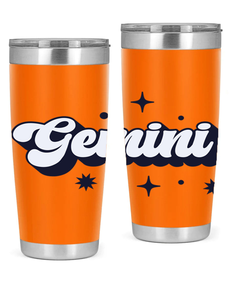 Gemini 240# Zodiac Tumbler in stainless steel with a copper lining, featuring a press-in lid and zodiac design.