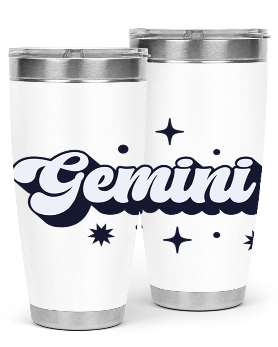 Gemini 240# Zodiac Tumbler in stainless steel with a copper lining, featuring a press-in lid and zodiac design.