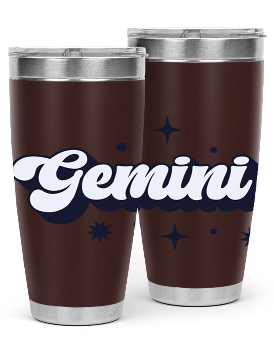 Gemini 240# Zodiac Tumbler in stainless steel with a copper lining, featuring a press-in lid and zodiac design.