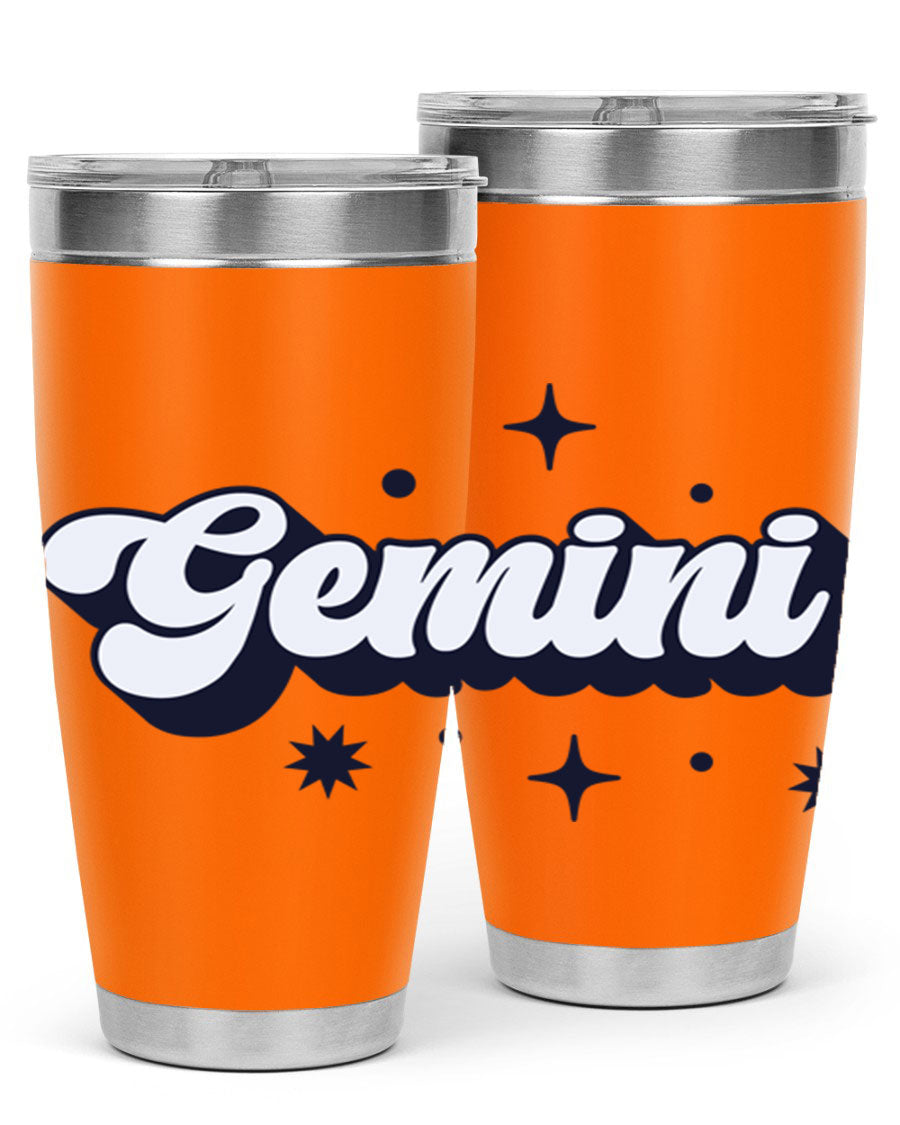 Gemini 240# Zodiac Tumbler in stainless steel with a copper lining, featuring a press-in lid and zodiac design.