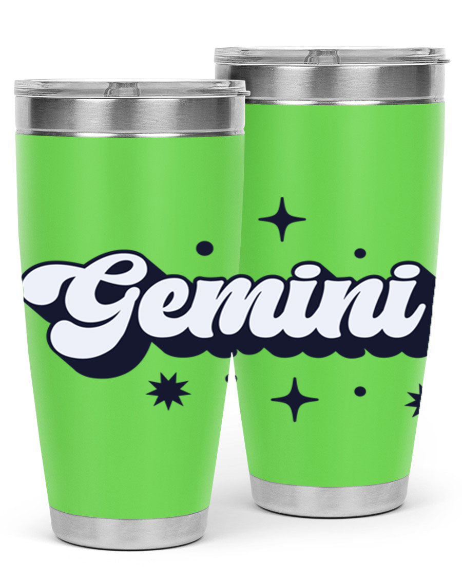 Gemini 240# Zodiac Tumbler in stainless steel with a copper lining, featuring a press-in lid and zodiac design.