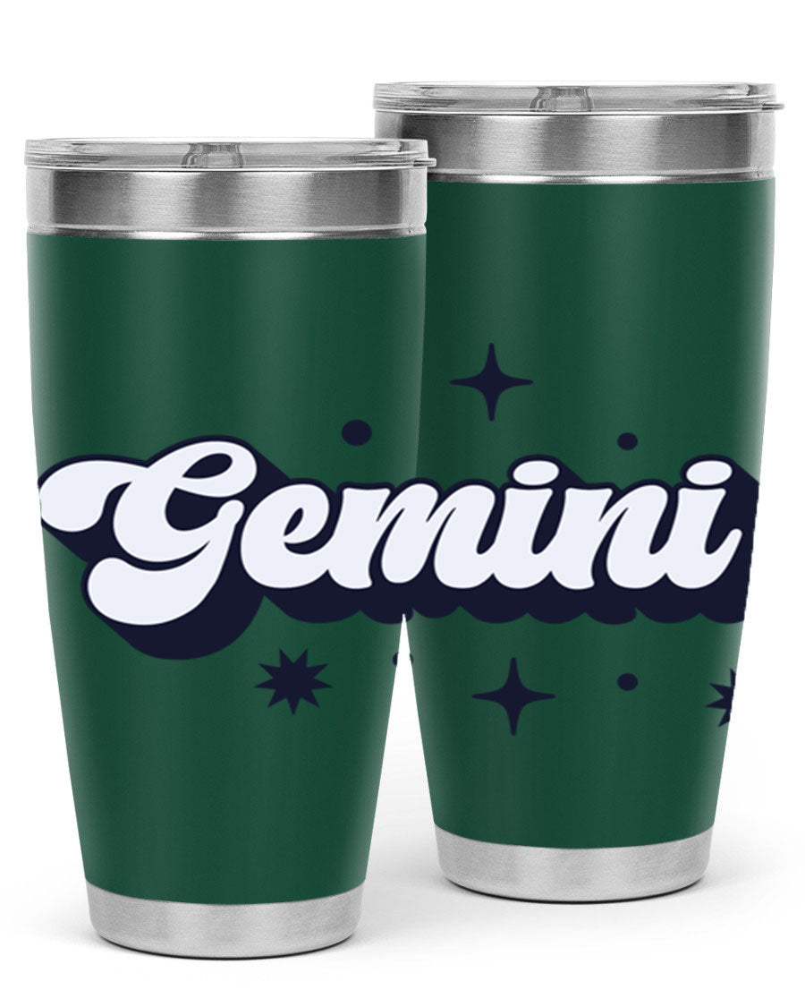 Gemini 240# Zodiac Tumbler in stainless steel with a copper lining, featuring a press-in lid and zodiac design.