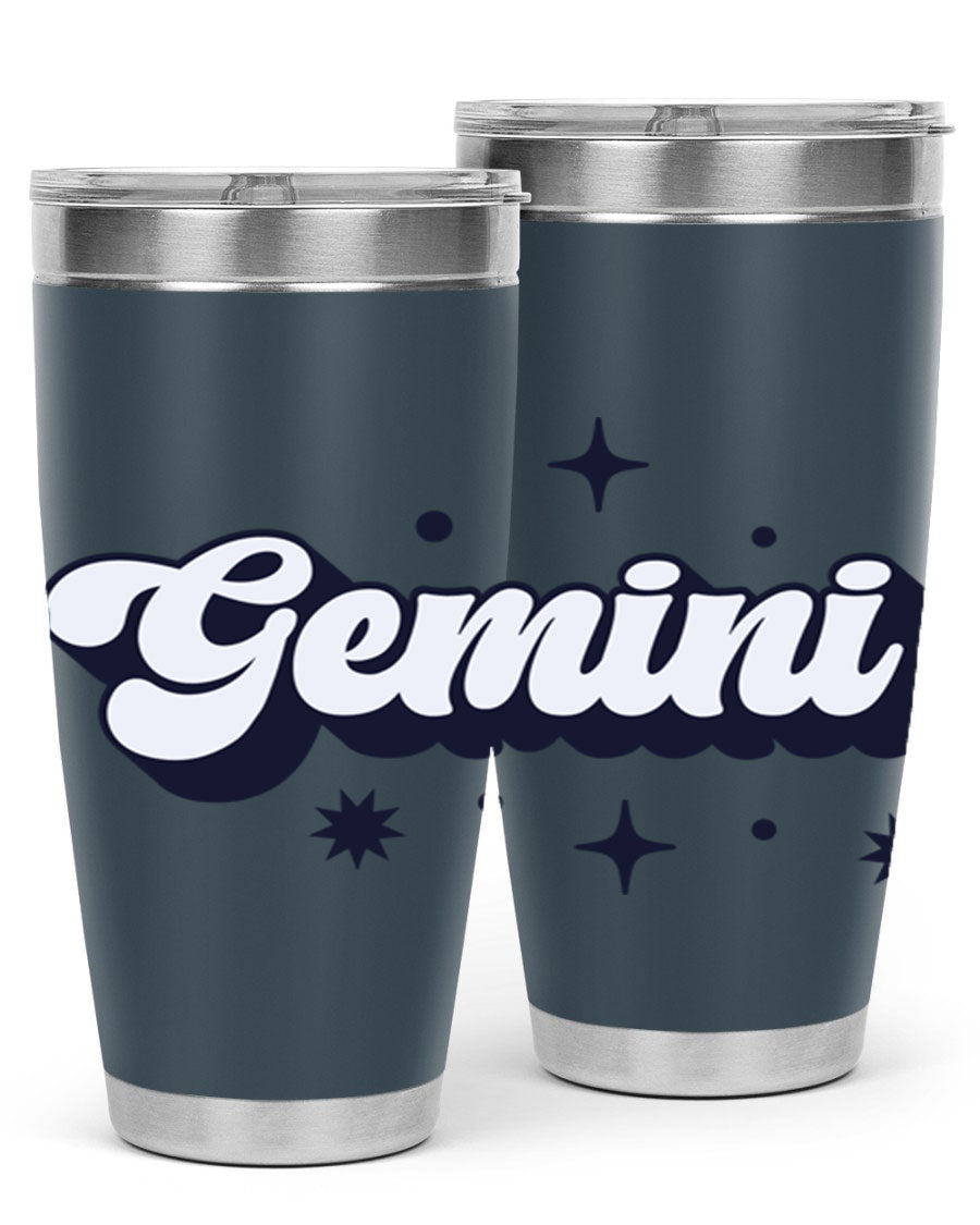 Gemini 240# Zodiac Tumbler in stainless steel with a copper lining, featuring a press-in lid and zodiac design.