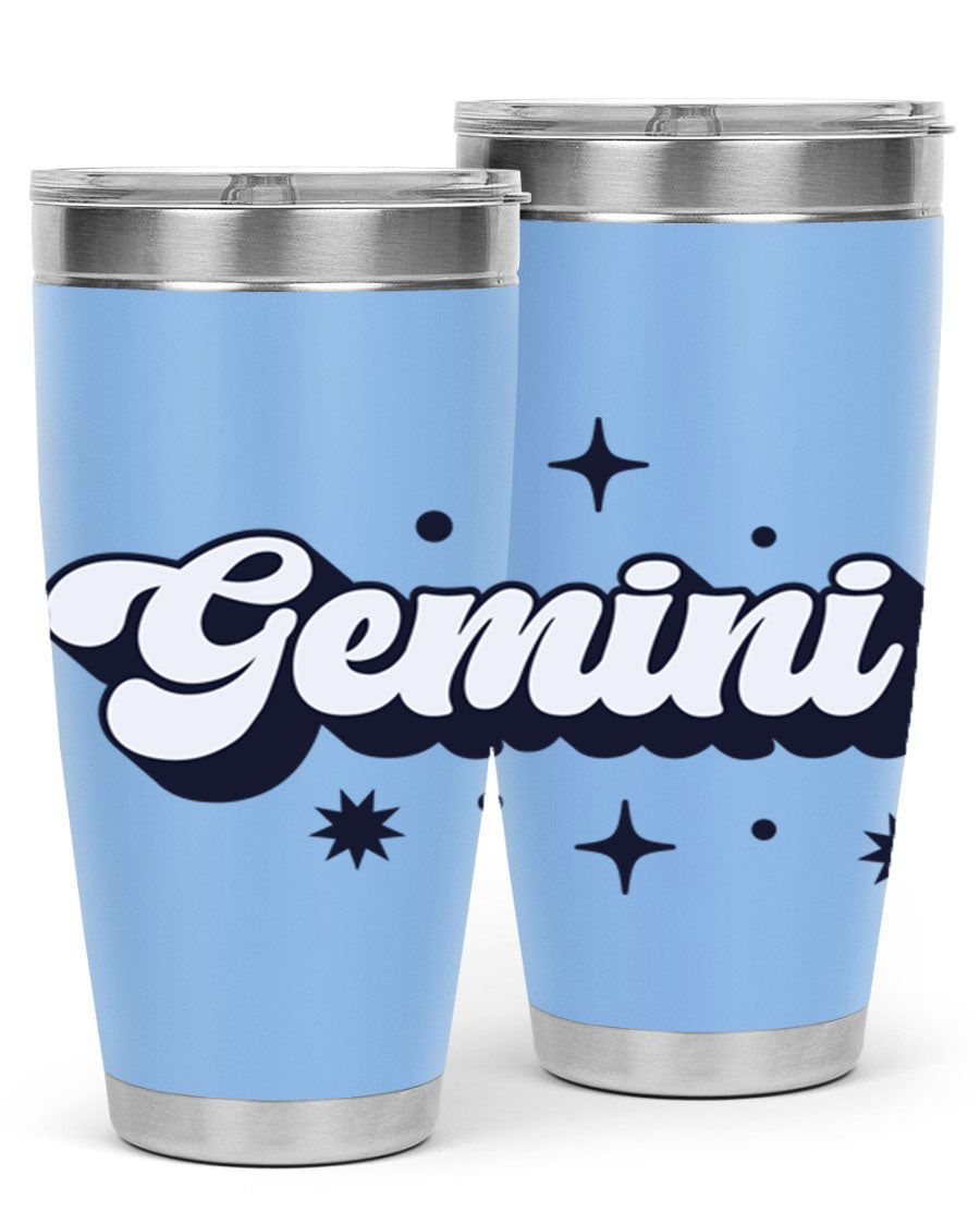 Gemini 240# Zodiac Tumbler in stainless steel with a copper lining, featuring a press-in lid and zodiac design.