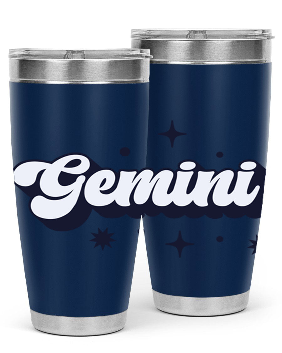 Gemini 240# Zodiac Tumbler in stainless steel with a copper lining, featuring a press-in lid and zodiac design.