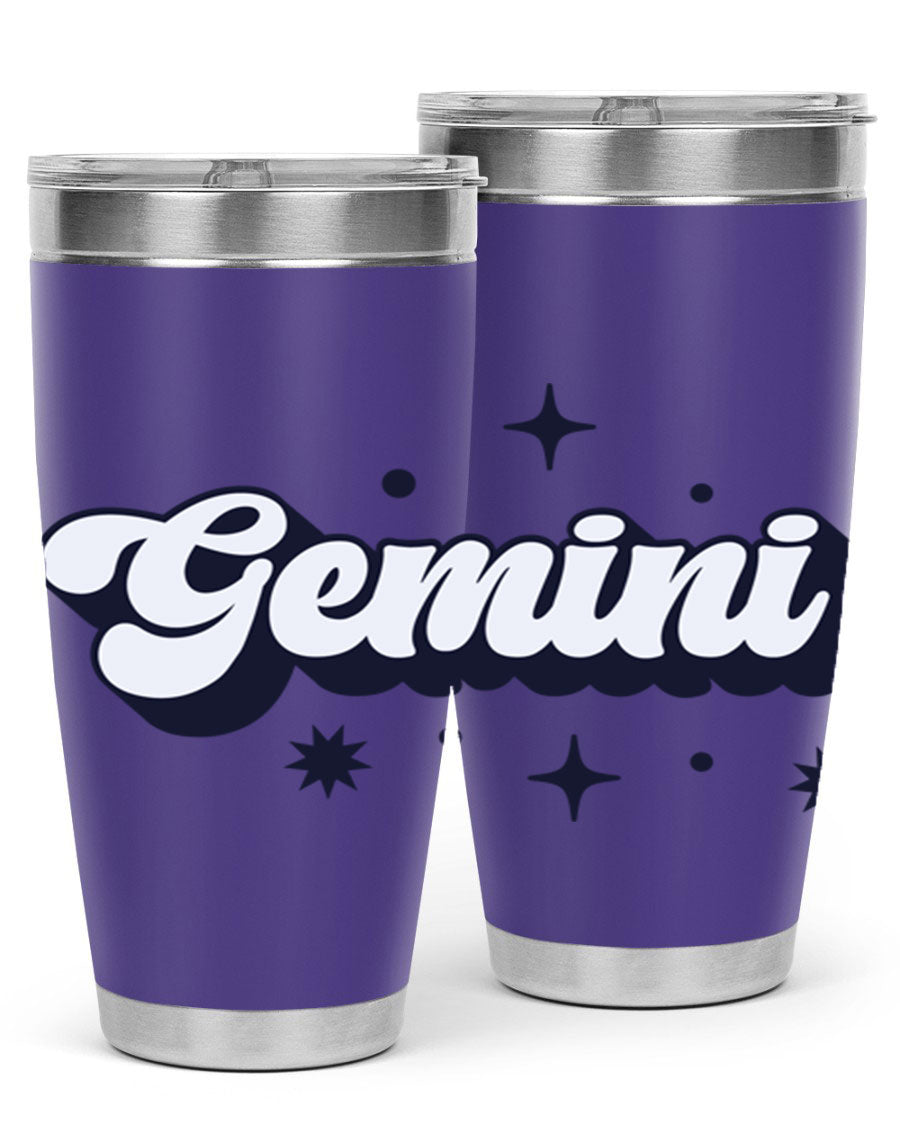 Gemini 240# Zodiac Tumbler in stainless steel with a copper lining, featuring a press-in lid and zodiac design.