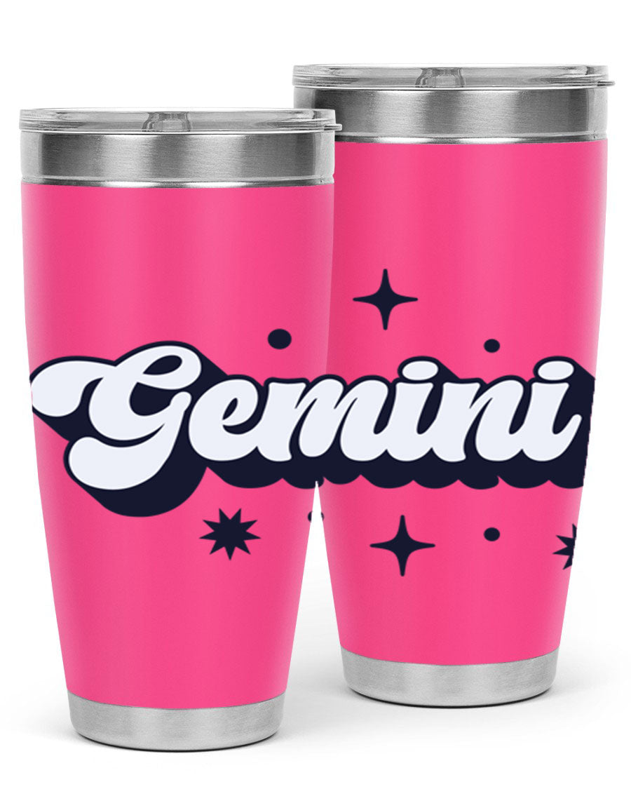 Gemini 240# Zodiac Tumbler in stainless steel with a copper lining, featuring a press-in lid and zodiac design.