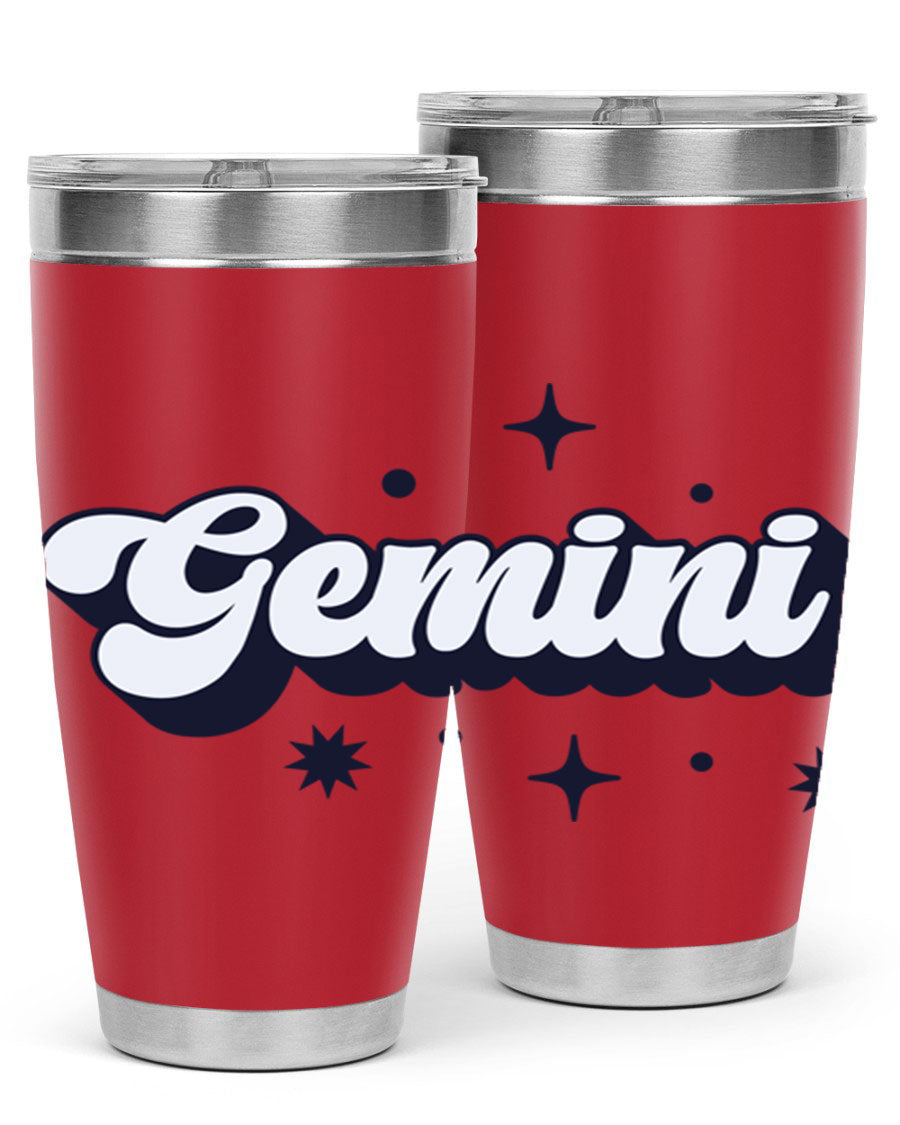 Gemini 240# Zodiac Tumbler in stainless steel with a copper lining, featuring a press-in lid and zodiac design.