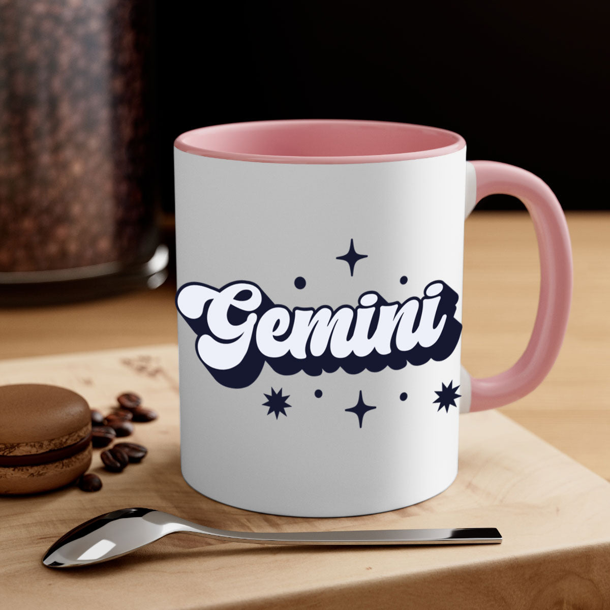 Gemini 240# Zodiac Mug with colorful handle and glossy finish, available in multiple colors and sizes.