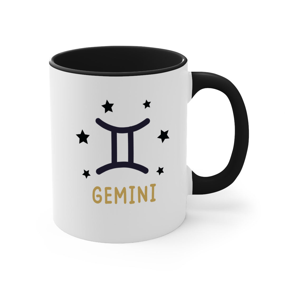 Gemini 241# Zodiac Mug with colorful handle and glossy finish, available in multiple colors and sizes.