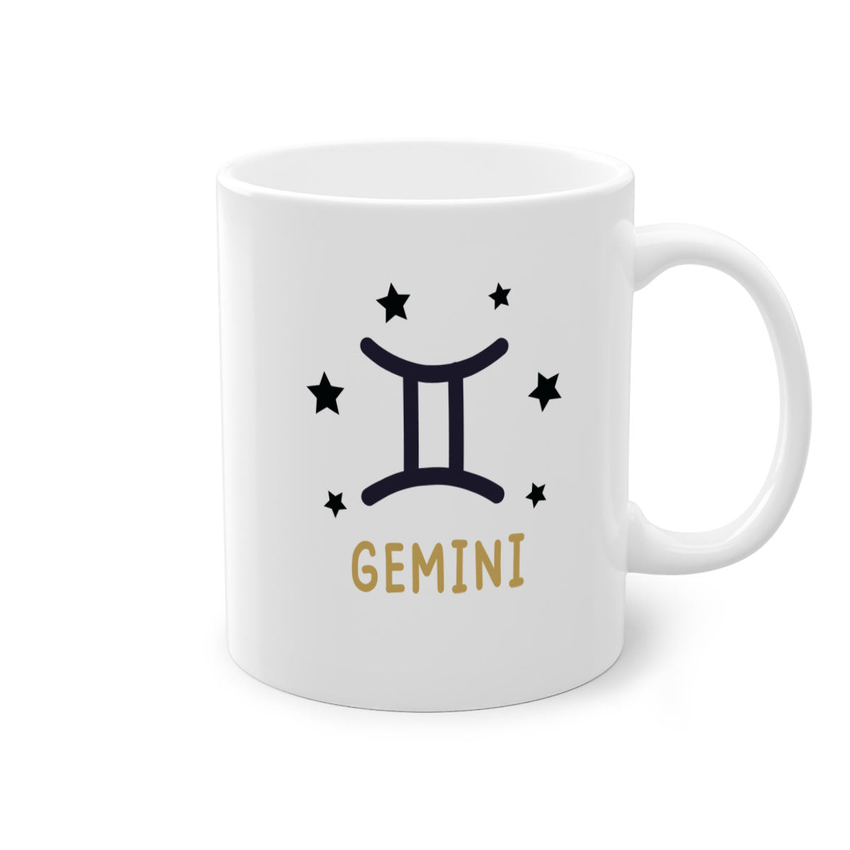 Gemini 241# Zodiac Mug with colorful handle and glossy finish, available in multiple colors and sizes.