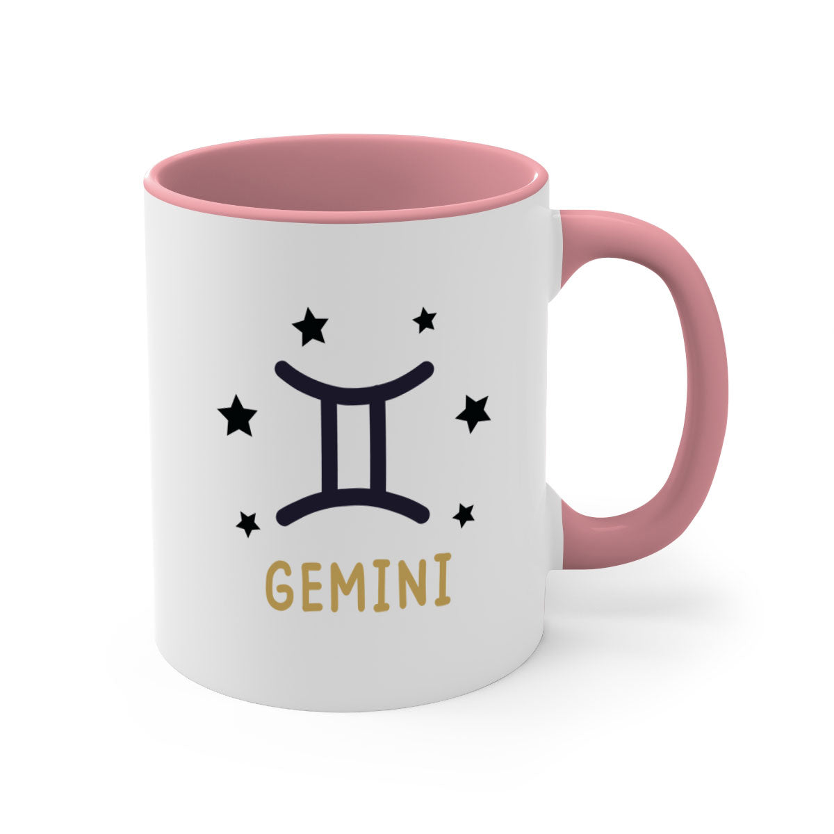 Gemini 241# Zodiac Mug with colorful handle and glossy finish, available in multiple colors and sizes.