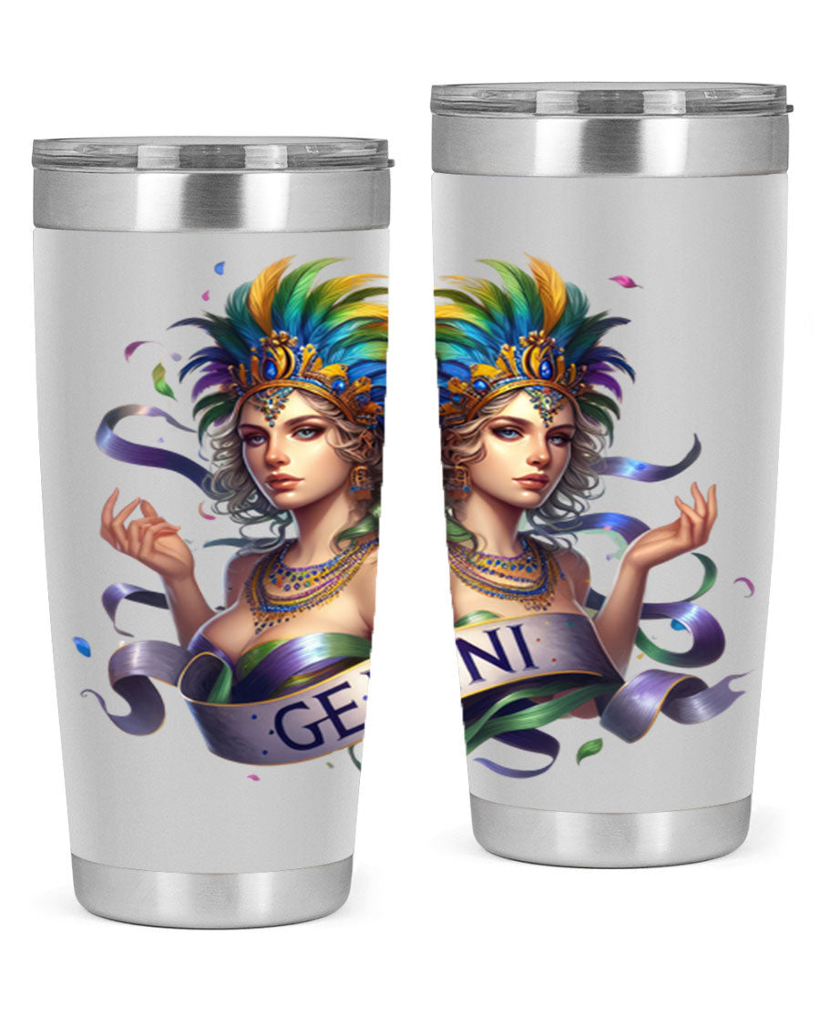Gemini 243# Zodiac Tumbler in stainless steel with a sleek design, featuring a press-in lid and copper lining.