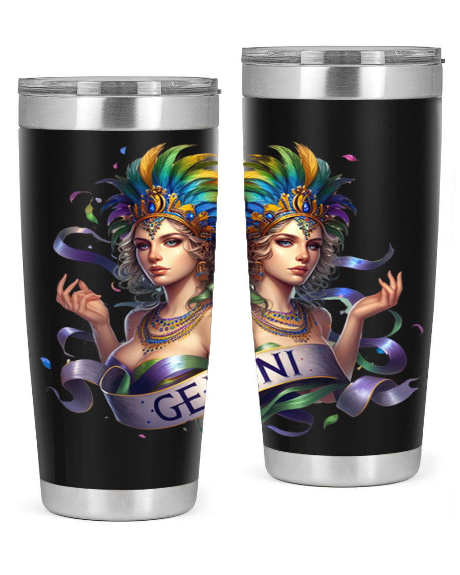 Gemini 243# Zodiac Tumbler in stainless steel with a sleek design, featuring a press-in lid and copper lining.