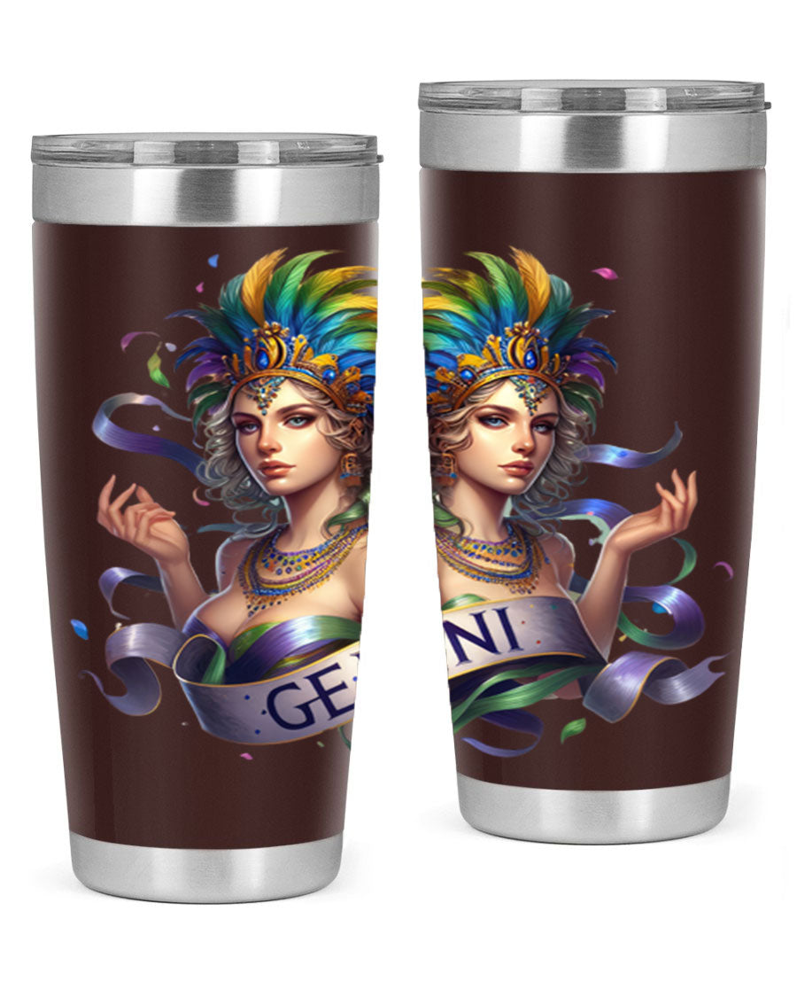 Gemini 243# Zodiac Tumbler in stainless steel with a sleek design, featuring a press-in lid and copper lining.