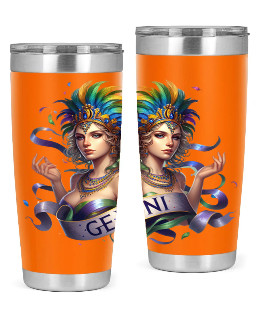 Gemini 243# Zodiac Tumbler in stainless steel with a sleek design, featuring a press-in lid and copper lining.