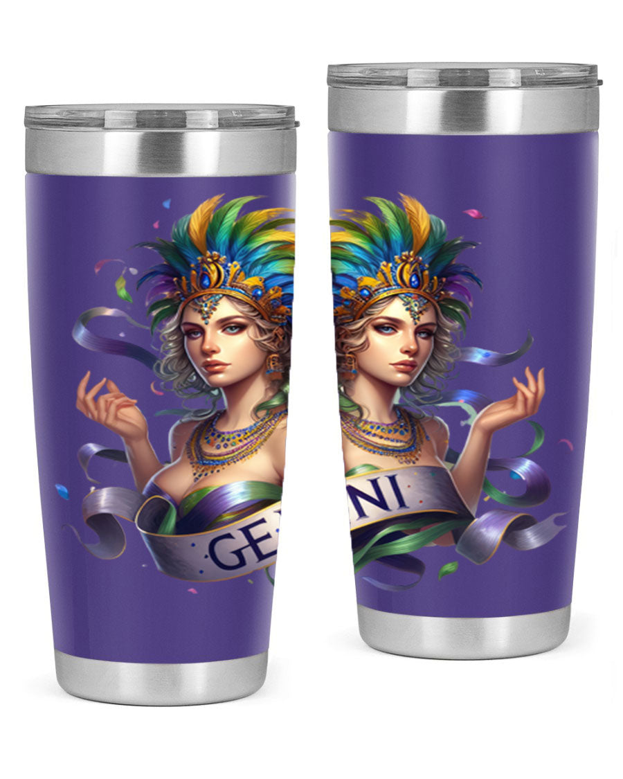 Gemini 243# Zodiac Tumbler in stainless steel with a sleek design, featuring a press-in lid and copper lining.
