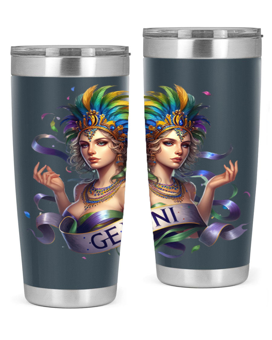 Gemini 243# Zodiac Tumbler in stainless steel with a sleek design, featuring a press-in lid and copper lining.