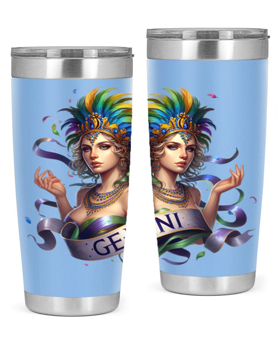 Gemini 243# Zodiac Tumbler in stainless steel with a sleek design, featuring a press-in lid and copper lining.