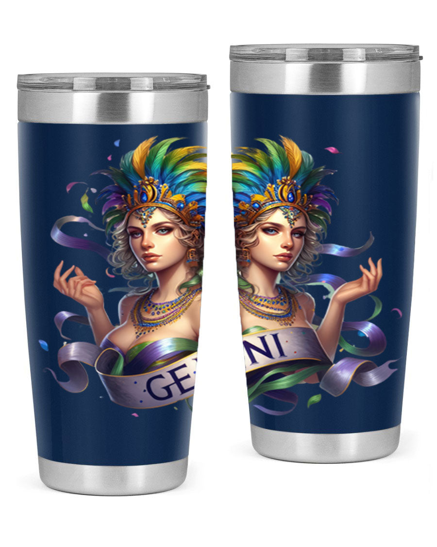 Gemini 243# Zodiac Tumbler in stainless steel with a sleek design, featuring a press-in lid and copper lining.