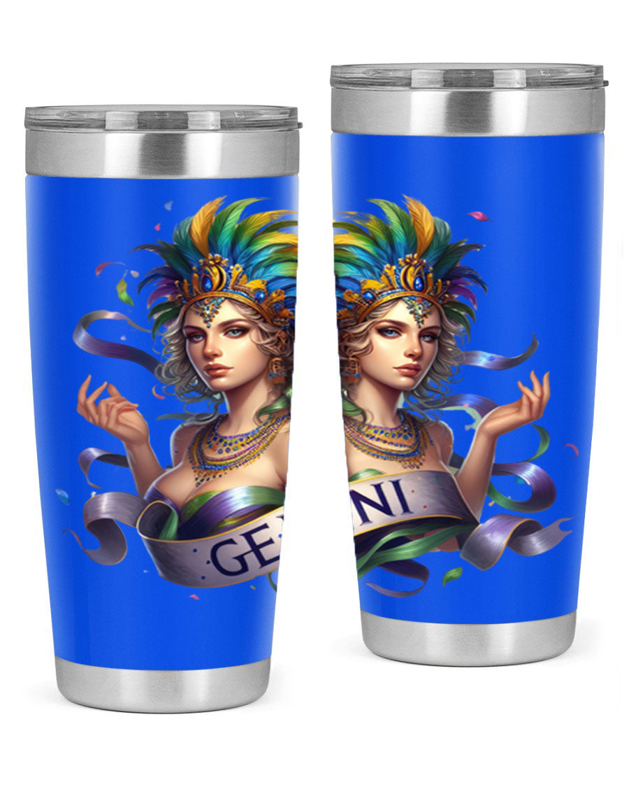 Gemini 243# Zodiac Tumbler in stainless steel with a sleek design, featuring a press-in lid and copper lining.