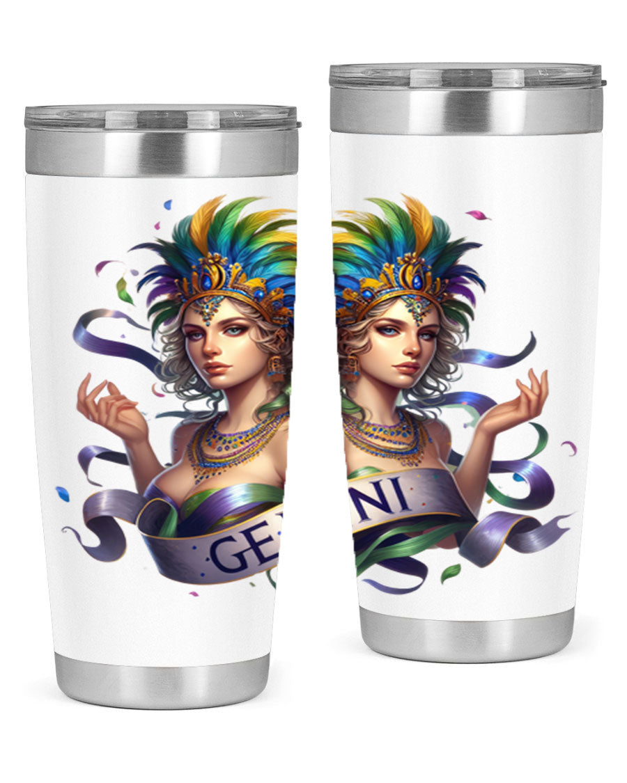 Gemini 243# Zodiac Tumbler in stainless steel with a sleek design, featuring a press-in lid and copper lining.
