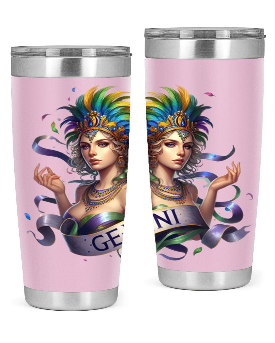Gemini 243# Zodiac Tumbler in stainless steel with a sleek design, featuring a press-in lid and copper lining.
