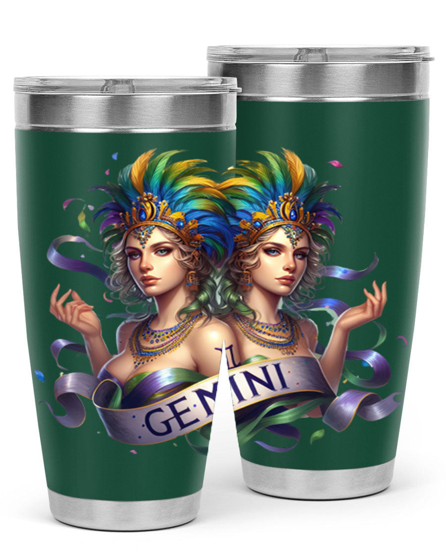 Gemini 243# Zodiac Tumbler in stainless steel with a sleek design, featuring a press-in lid and copper lining.
