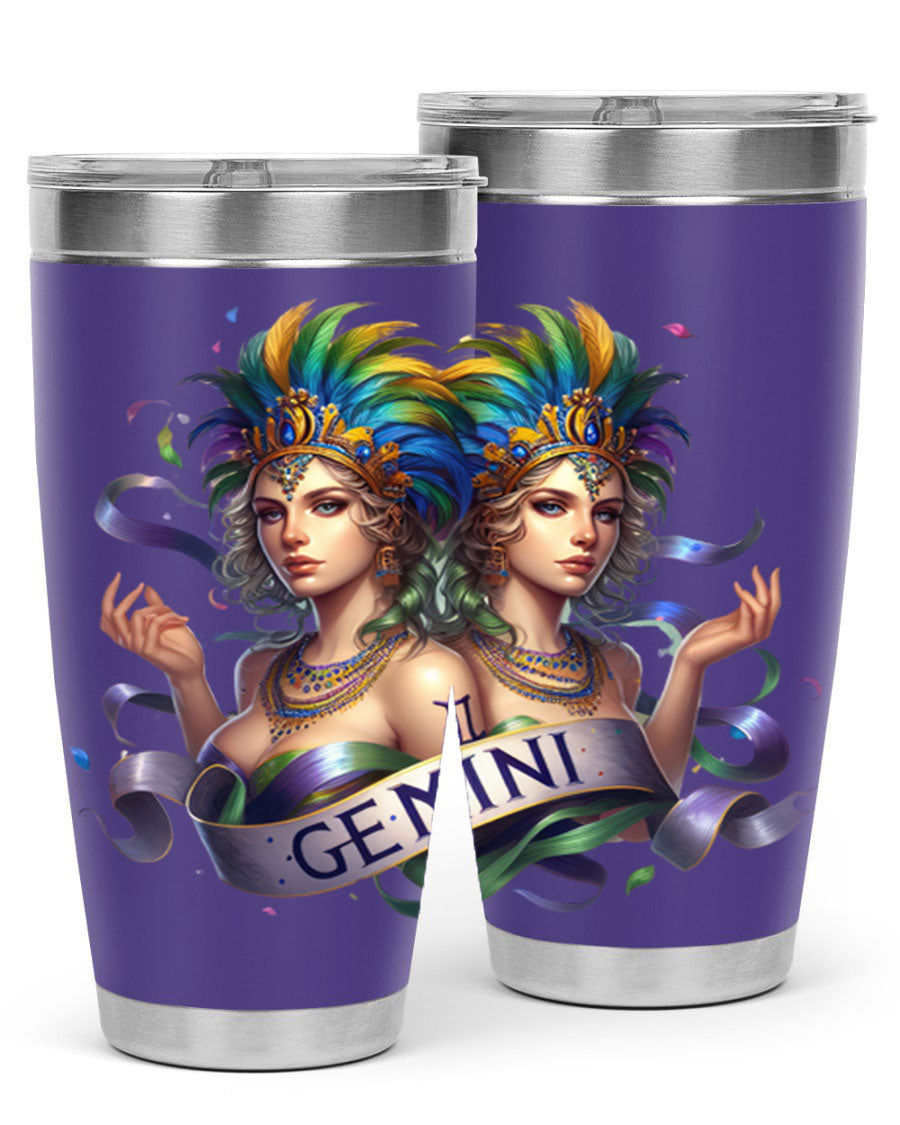 Gemini 243# Zodiac Tumbler in stainless steel with a sleek design, featuring a press-in lid and copper lining.