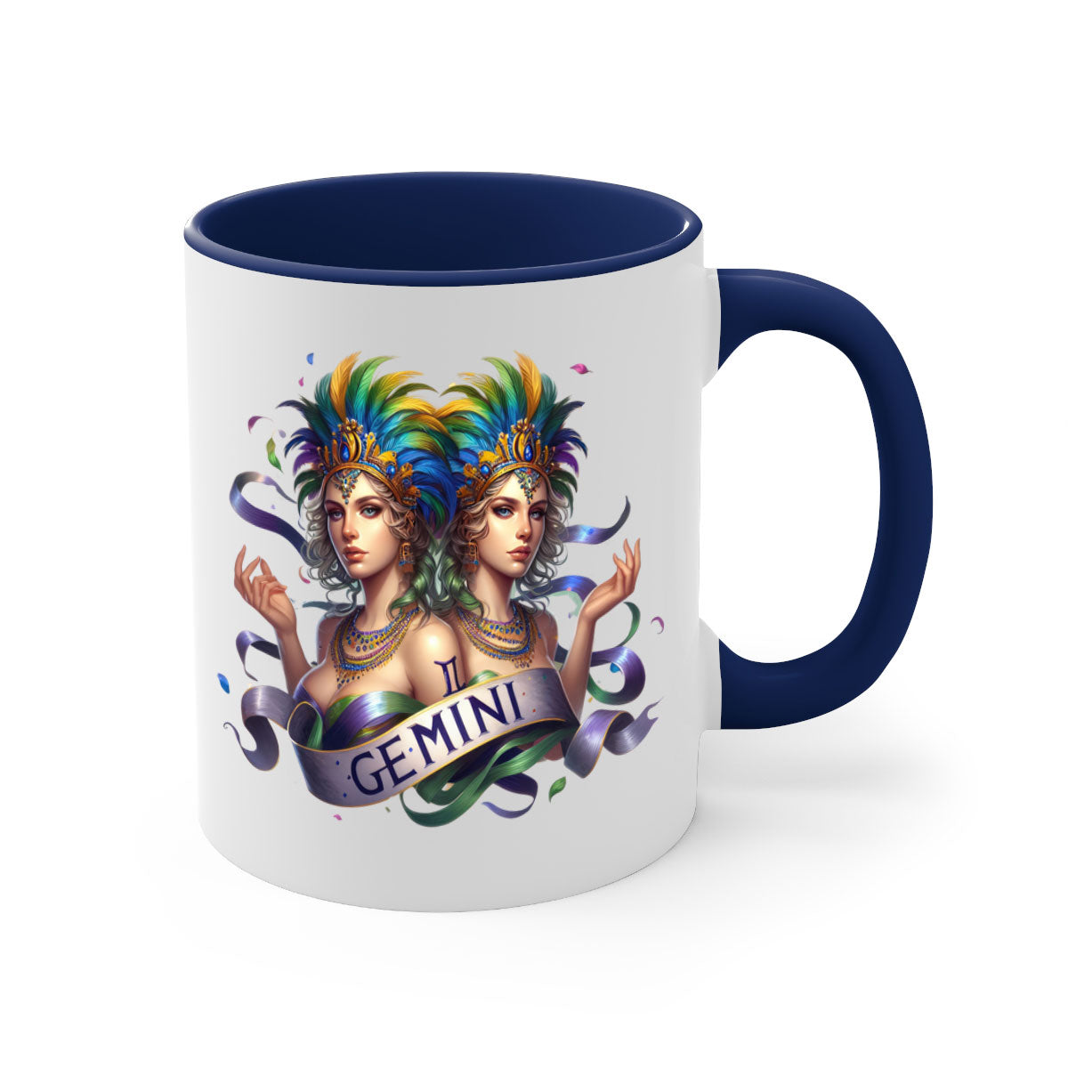 Gemini 243# Zodiac Mug with a glossy finish, featuring a colored handle and interior, available in five vibrant colors.