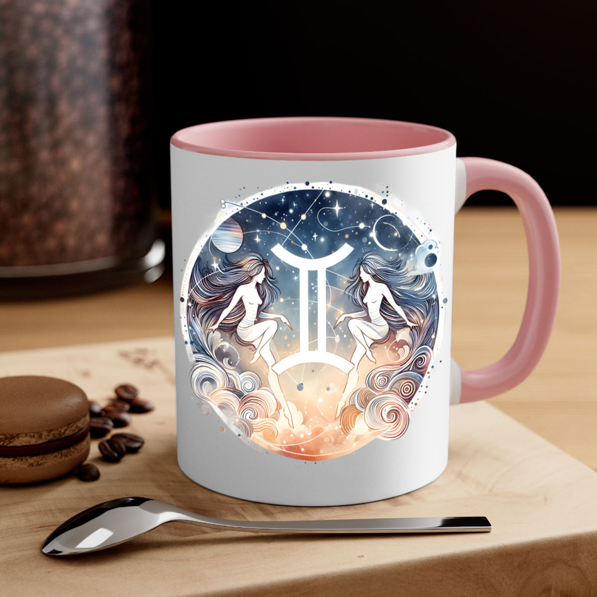Gemini 247# Zodiac Mug with a glossy finish and colored handle, available in multiple colors and sizes.
