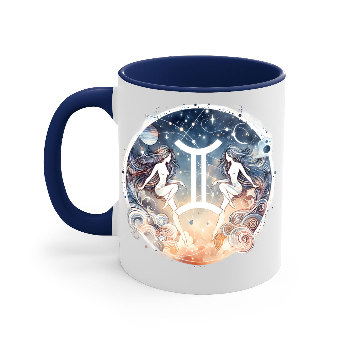 Gemini 247# Zodiac Mug with a glossy finish and colored handle, available in multiple colors and sizes.