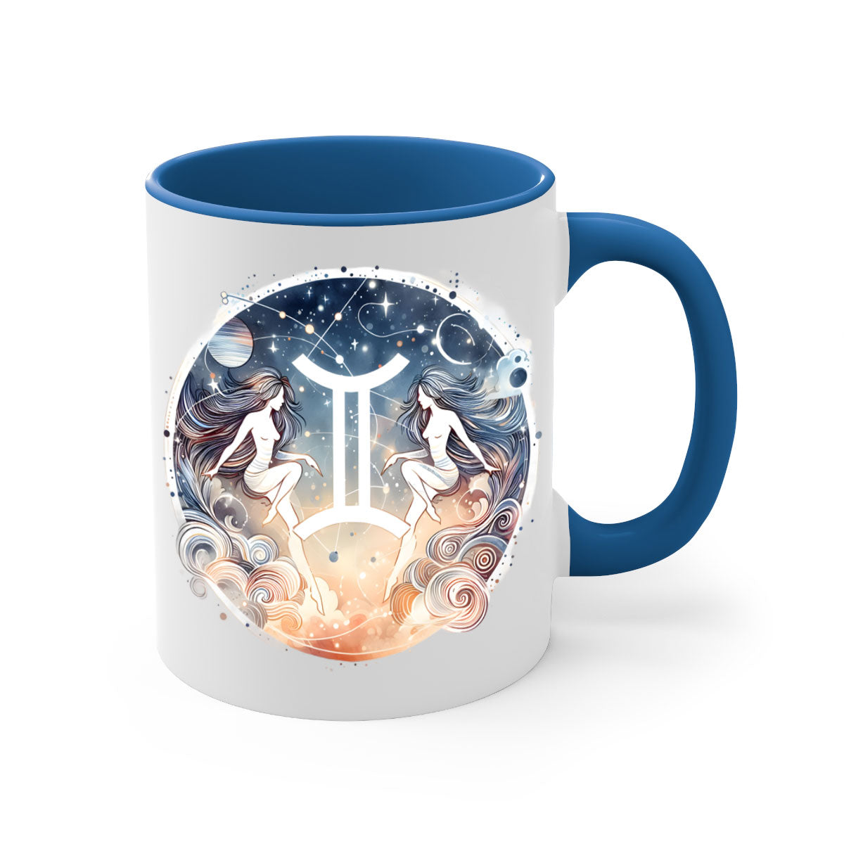 Gemini 247# Zodiac Mug with a glossy finish and colored handle, available in multiple colors and sizes.