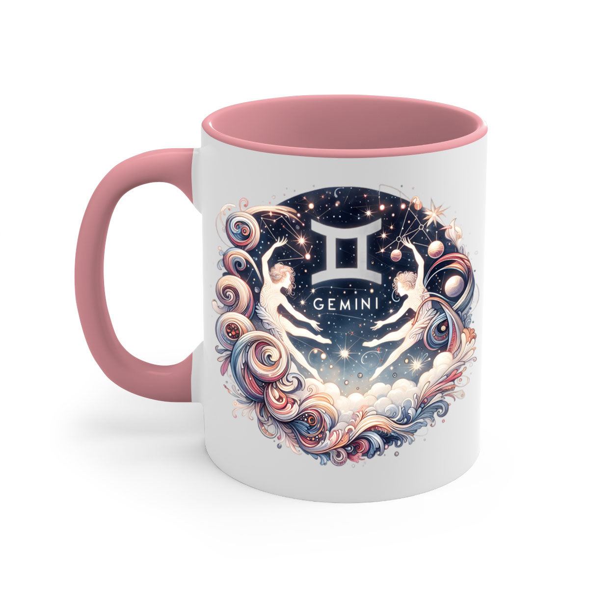 Gemini 248# Zodiac Mug with a glossy finish, featuring a colored handle and interior, available in multiple colors.