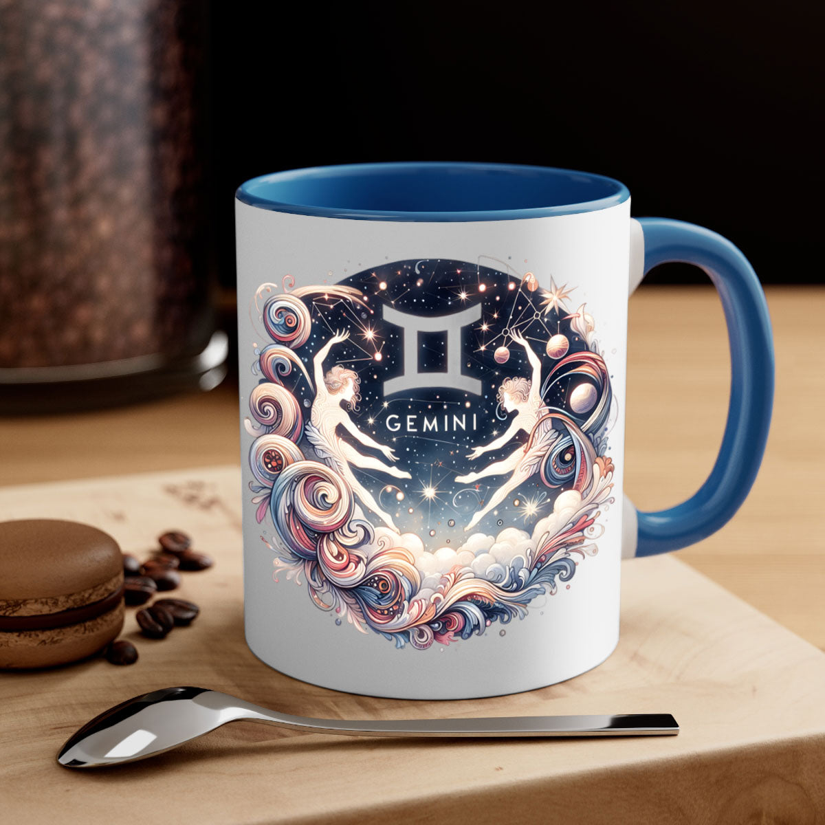 Gemini 248# Zodiac Mug with a glossy finish, featuring a colored handle and interior, available in multiple colors.