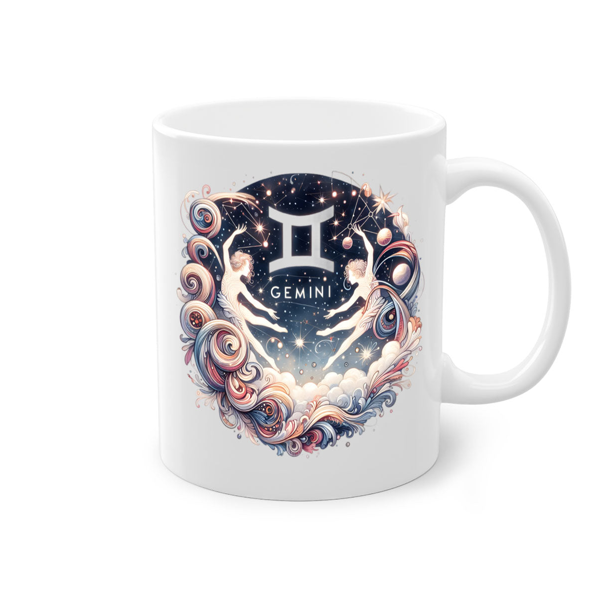 Gemini 248# Zodiac Mug with a glossy finish, featuring a colored handle and interior, available in multiple colors.