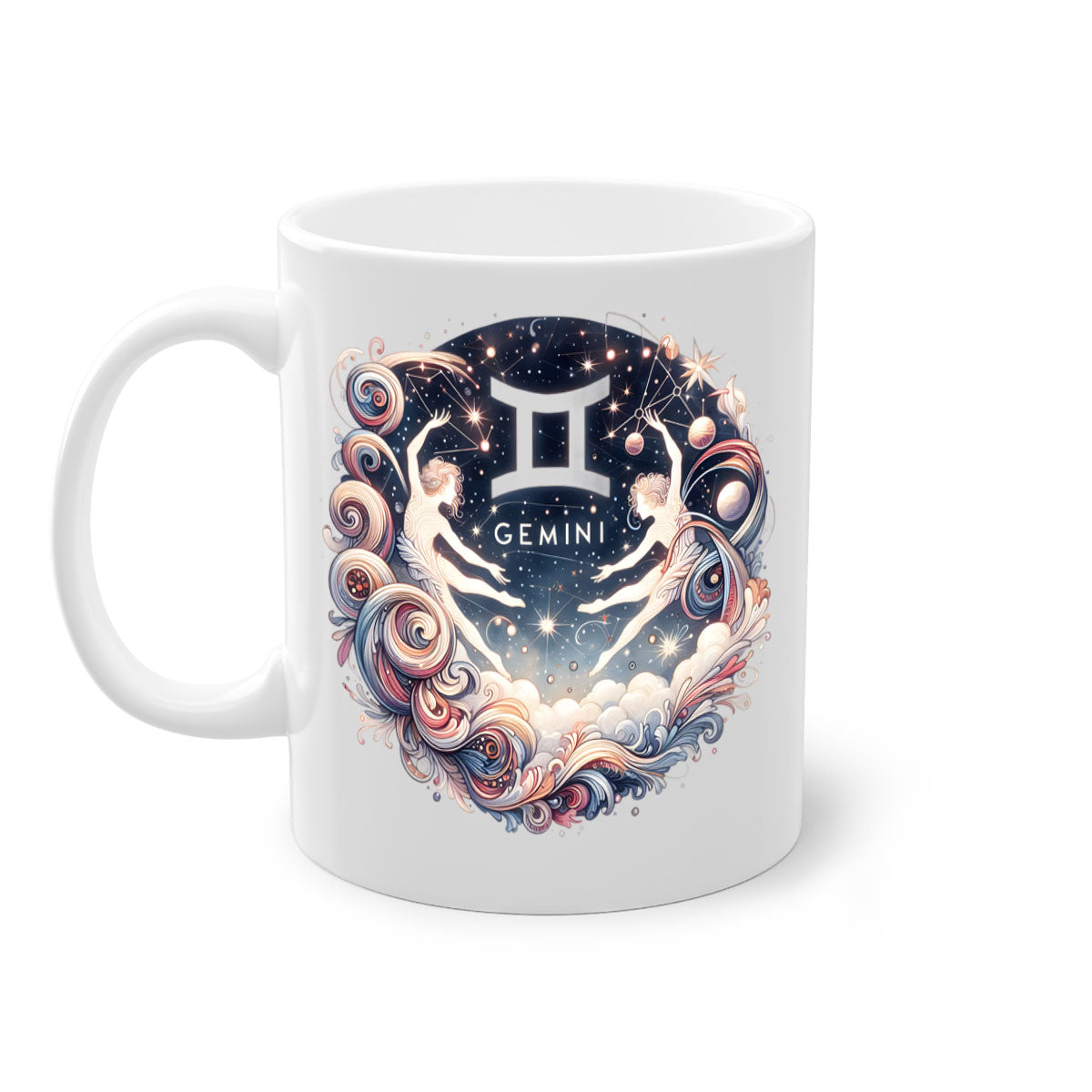 Gemini 248# Zodiac Mug with a glossy finish, featuring a colored handle and interior, available in multiple colors.