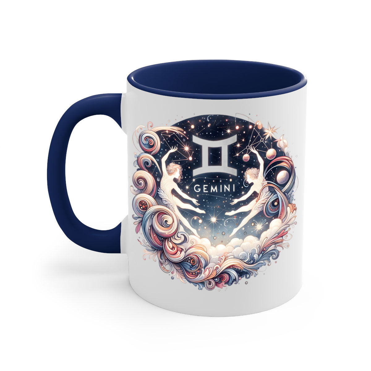 Gemini 248# Zodiac Mug with a glossy finish, featuring a colored handle and interior, available in multiple colors.