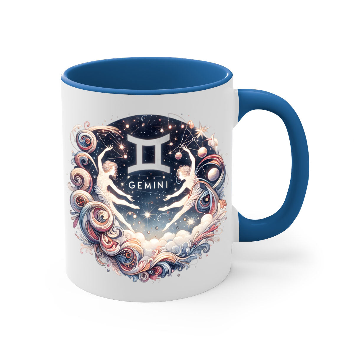 Gemini 248# Zodiac Mug with a glossy finish, featuring a colored handle and interior, available in multiple colors.