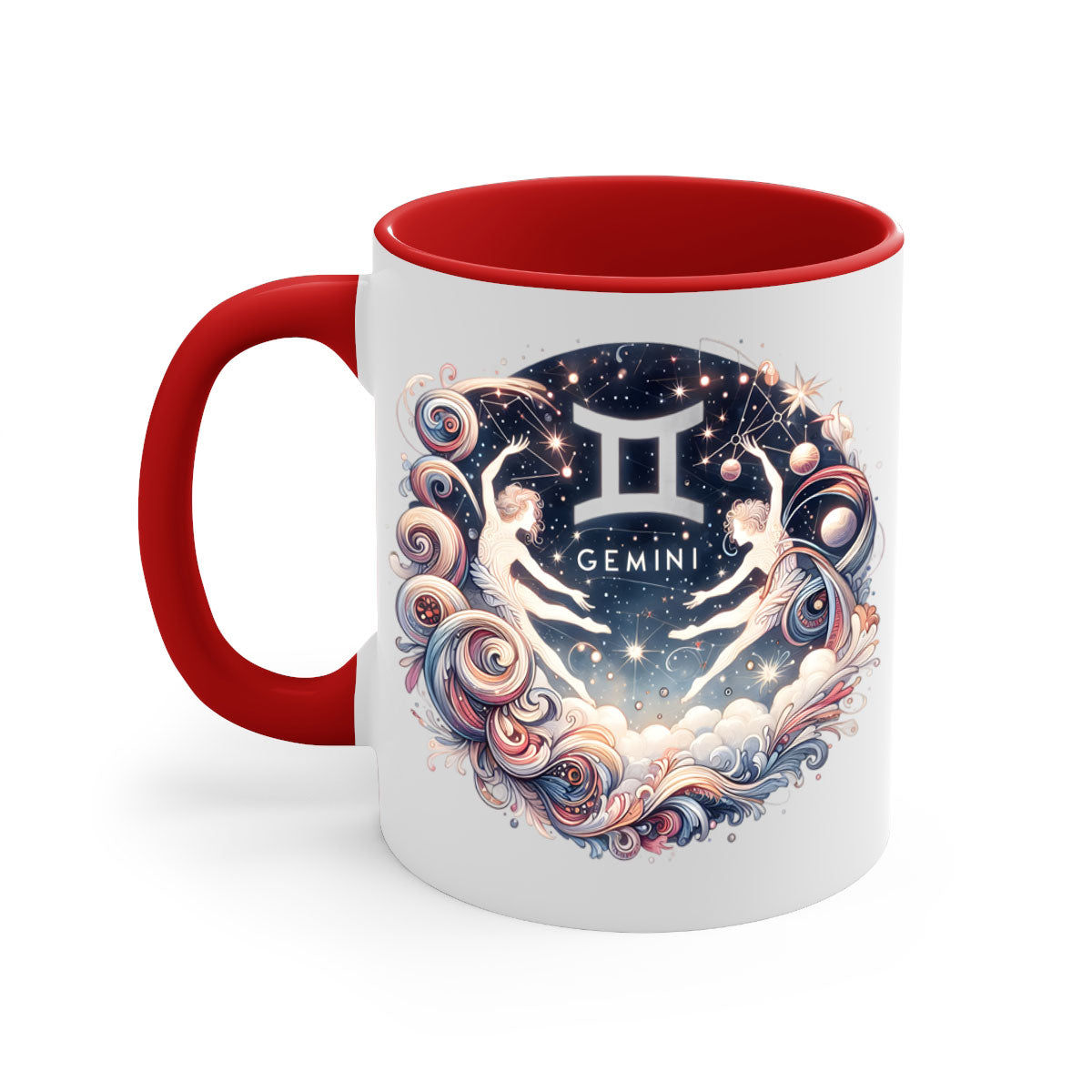 Gemini 248# Zodiac Mug with a glossy finish, featuring a colored handle and interior, available in multiple colors.