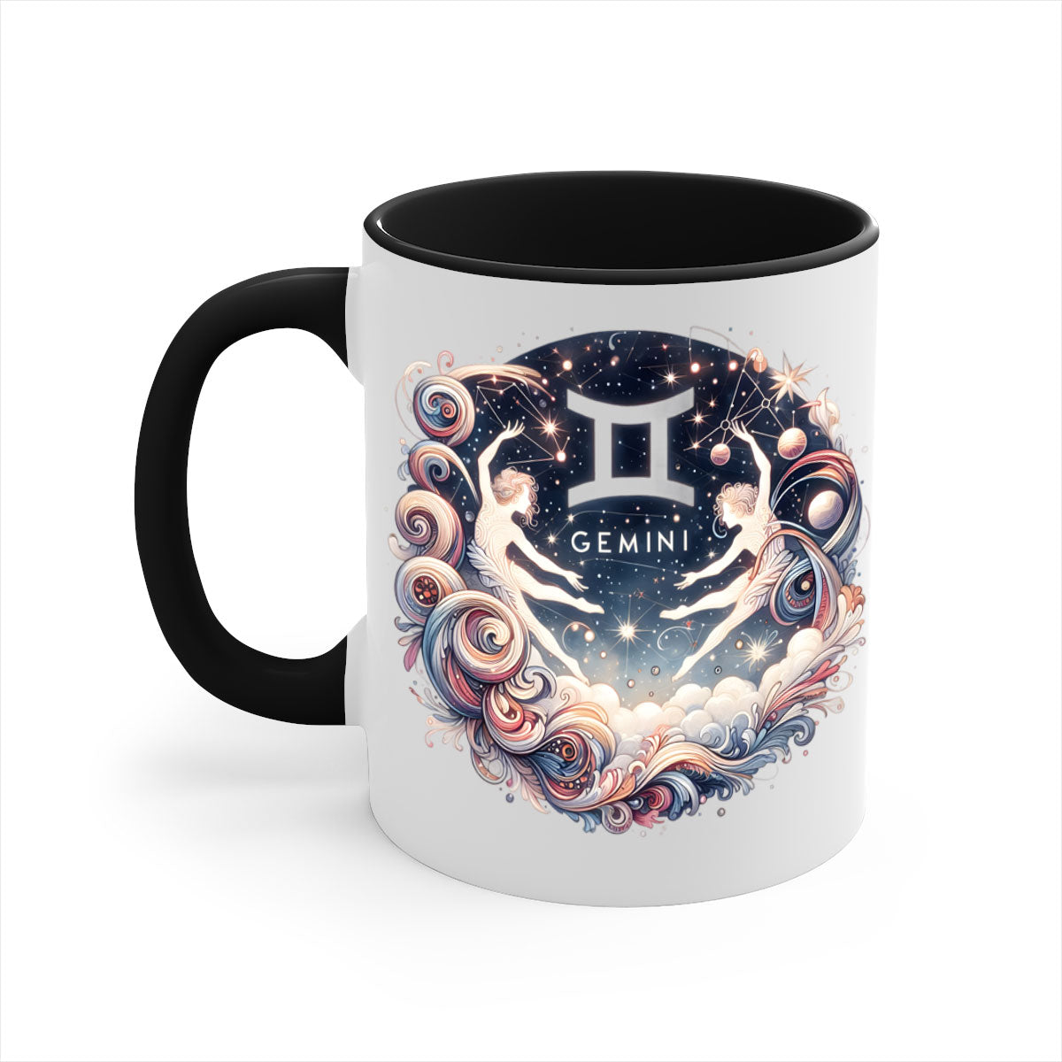 Gemini 248# Zodiac Mug with a glossy finish, featuring a colored handle and interior, available in multiple colors.