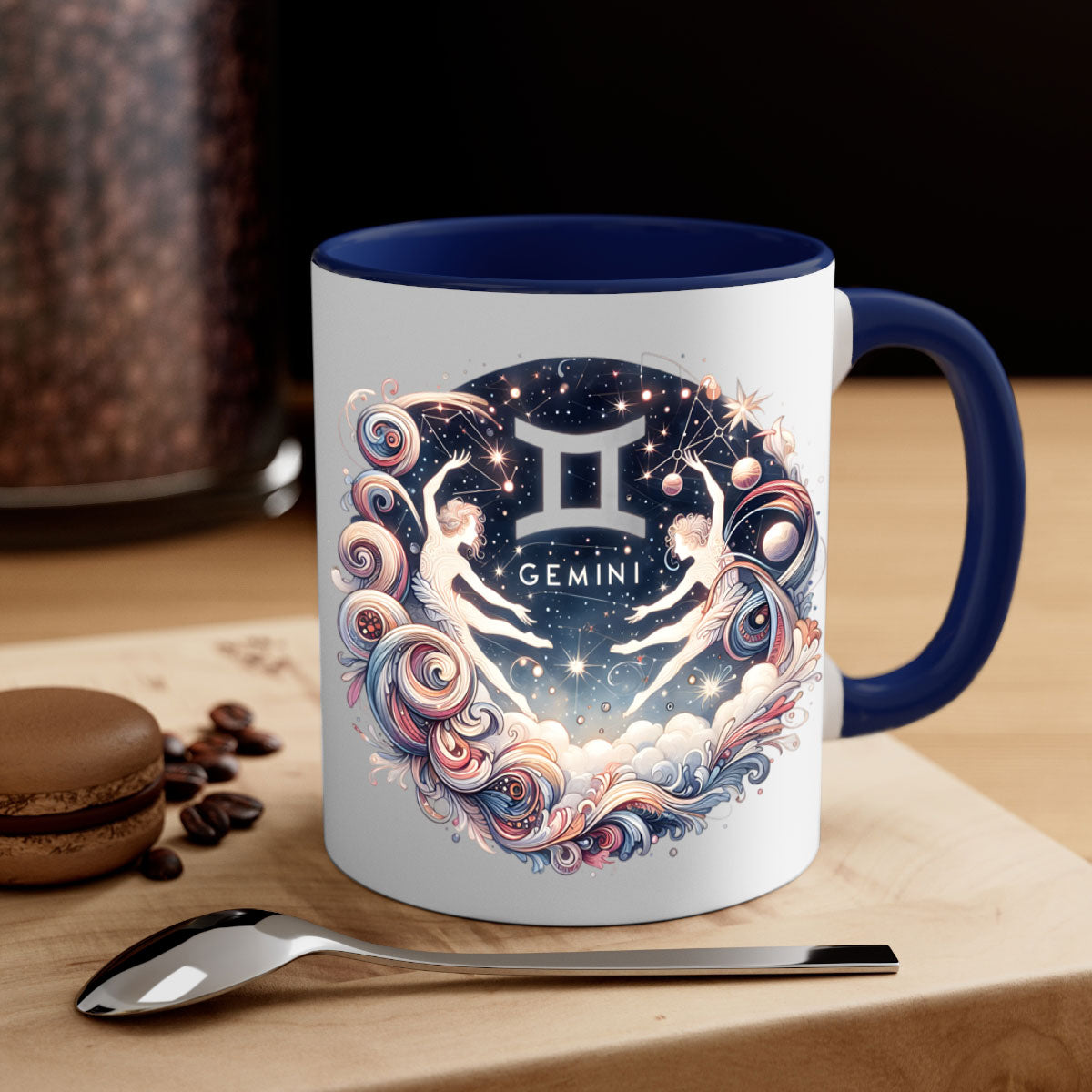 Gemini 248# Zodiac Mug with a glossy finish, featuring a colored handle and interior, available in multiple colors.