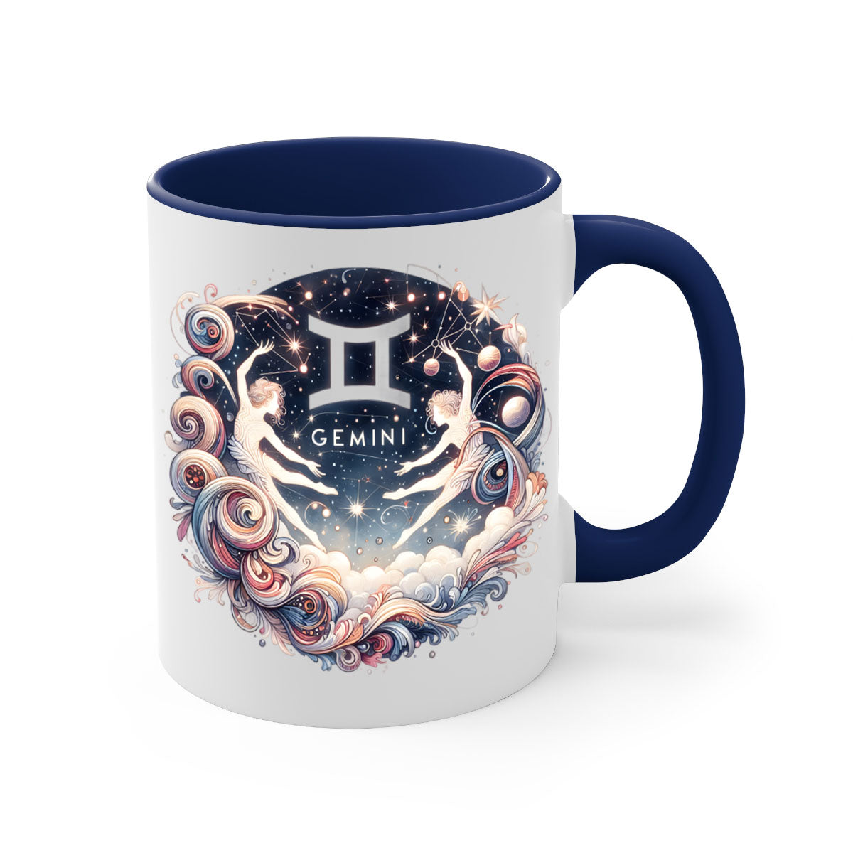 Gemini 248# Zodiac Mug with a glossy finish, featuring a colored handle and interior, available in multiple colors.