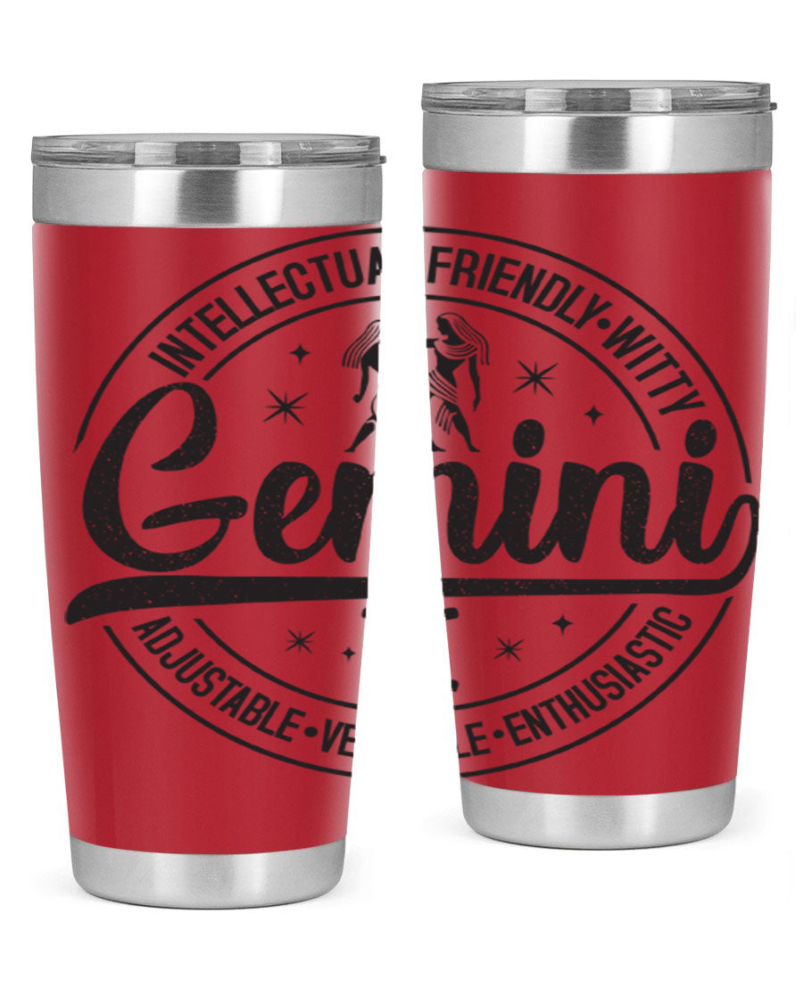 Gemini 225# Tumbler in stainless steel with a sleek design, showcasing its double wall vacuum insulation and drink-thru lid.
