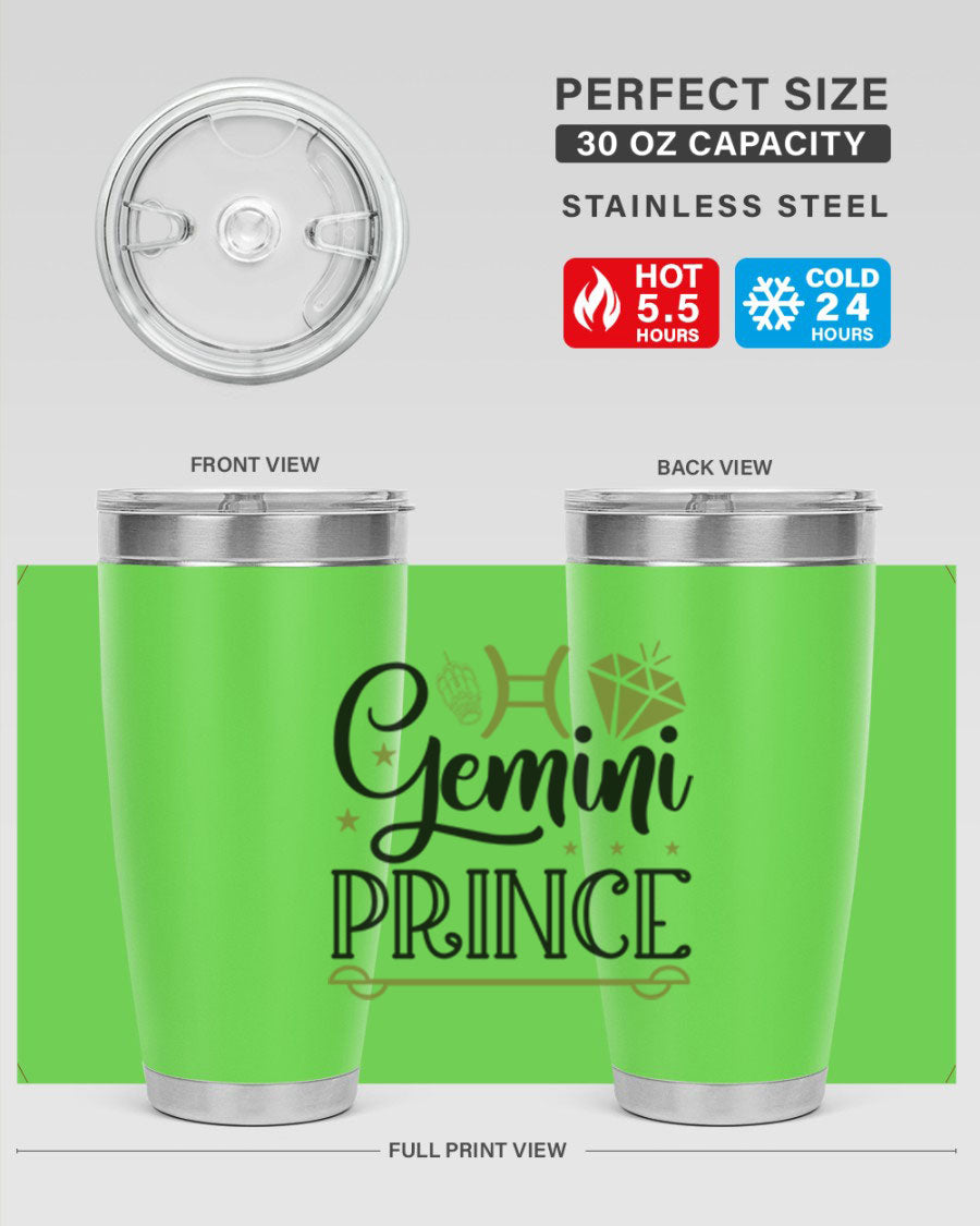 Gemini Prince 229# Tumbler, a stylish 20oz stainless steel tumbler with a drink-thru lid, perfect for hot and cold beverages.