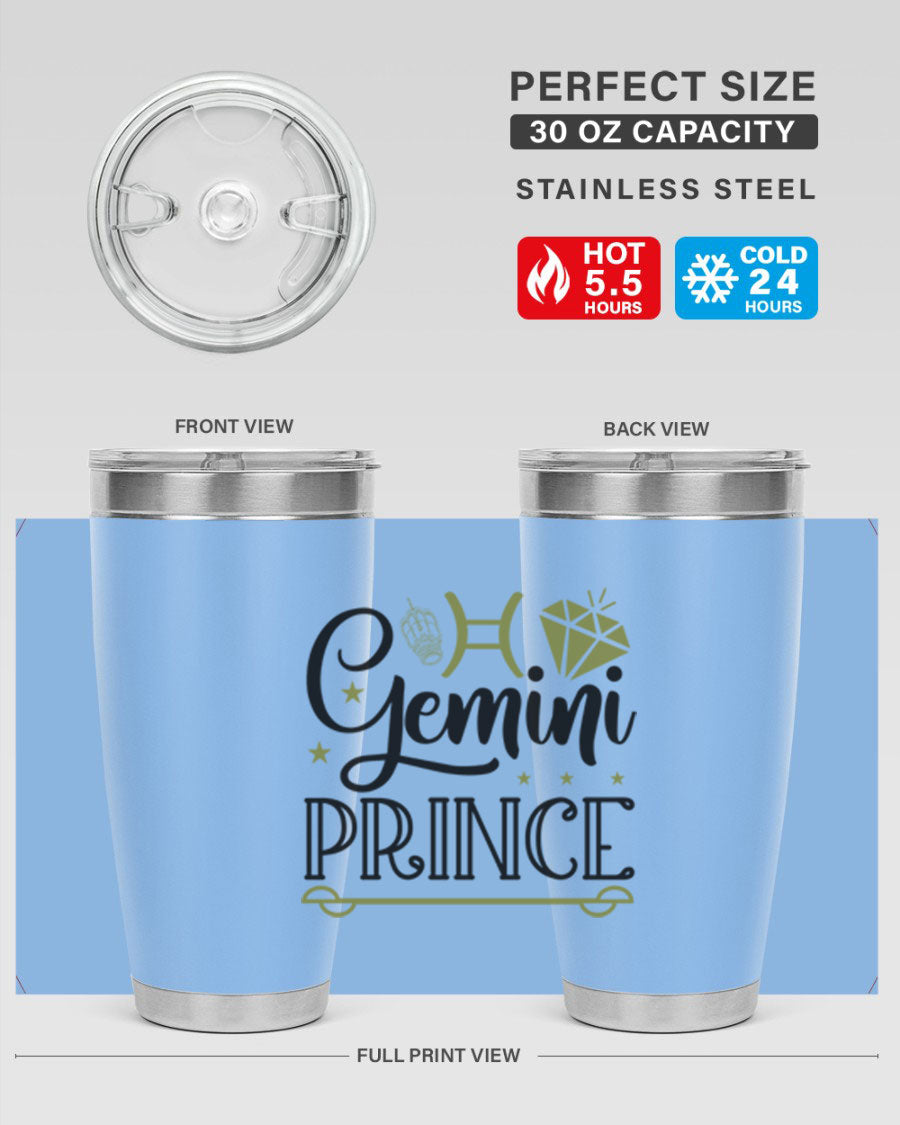 Gemini Prince 229# Tumbler, a stylish 20oz stainless steel tumbler with a drink-thru lid, perfect for hot and cold beverages.