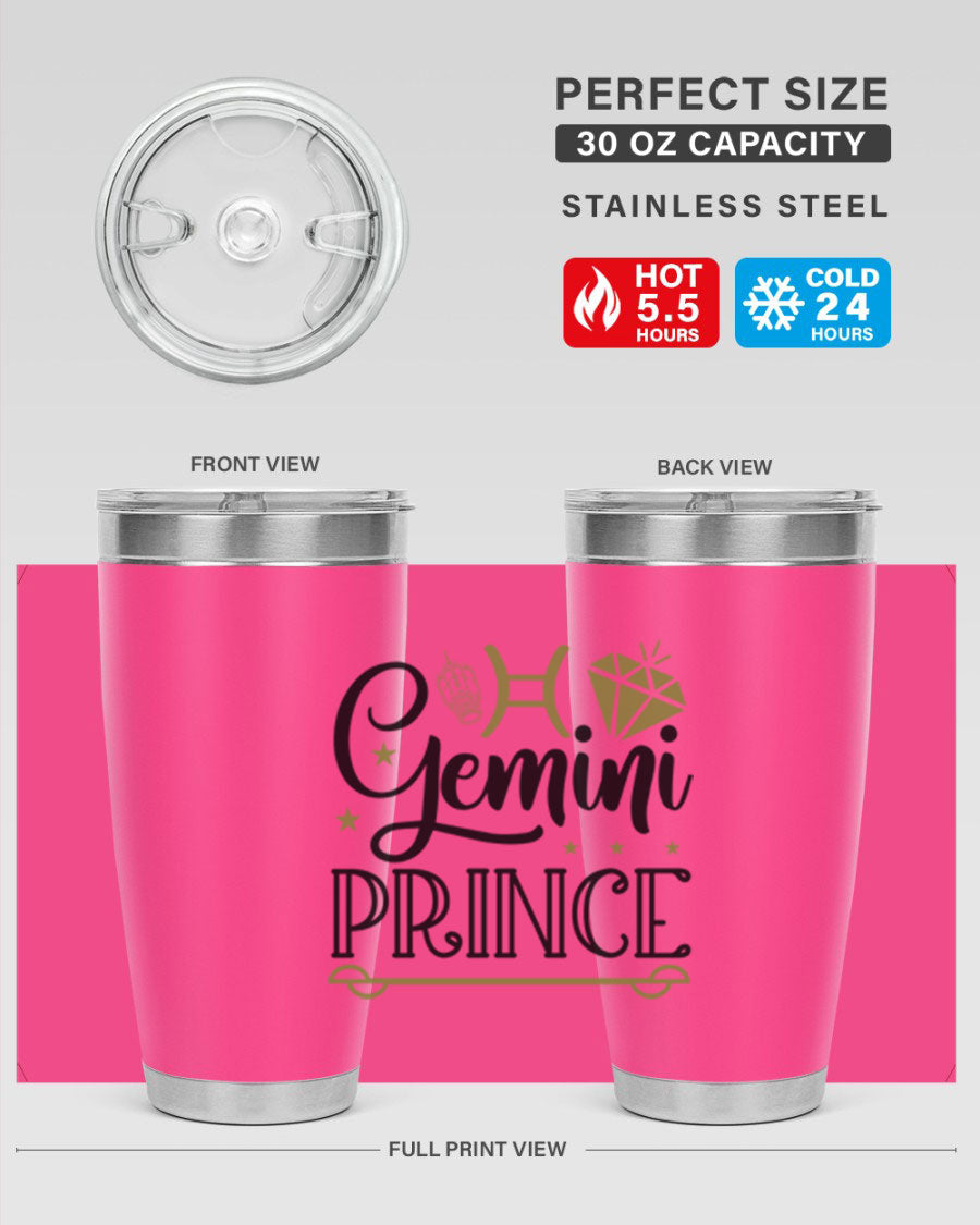 Gemini Prince 229# Tumbler, a stylish 20oz stainless steel tumbler with a drink-thru lid, perfect for hot and cold beverages.
