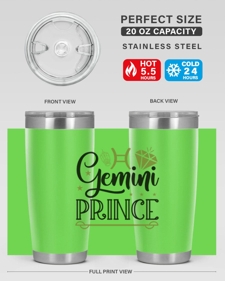 Gemini Prince 229# Tumbler, a stylish 20oz stainless steel tumbler with a drink-thru lid, perfect for hot and cold beverages.