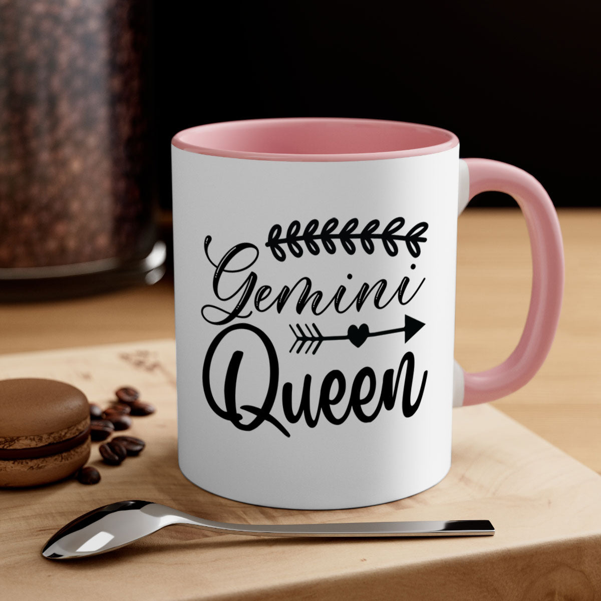 Gemini queen 232# Mug with colorful handle and glossy finish, available in multiple colors and sizes.